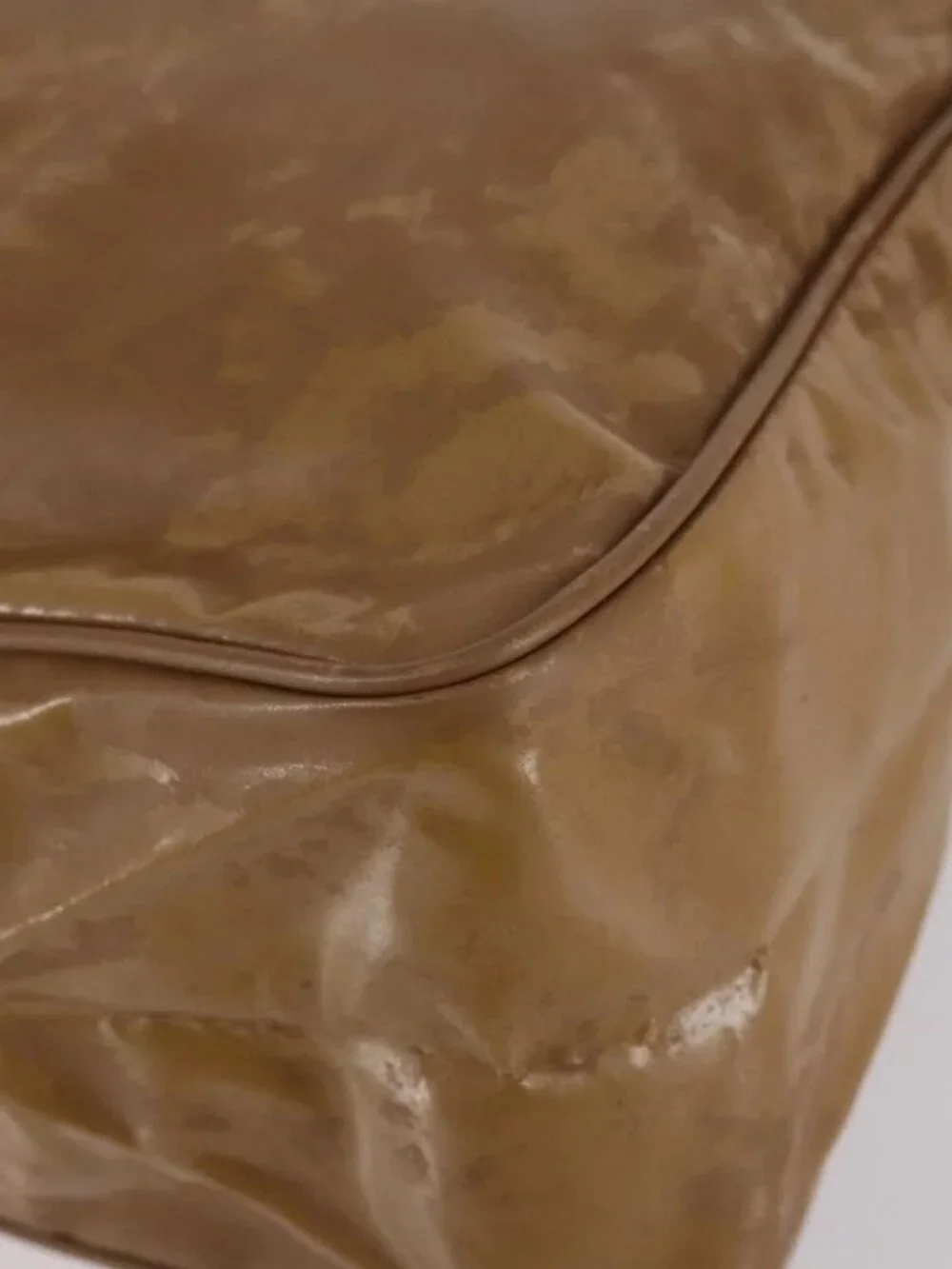 CHANEL Tote Bag Enamel Brown Gold CC Auth bs29208